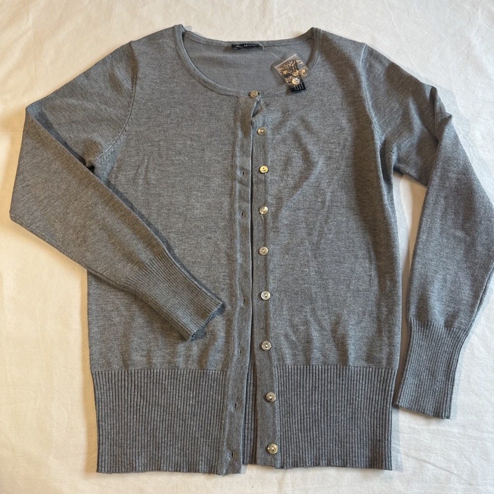 Vila Milano Gray Soft Cotton Blend Cardigan NWT career casual chic office